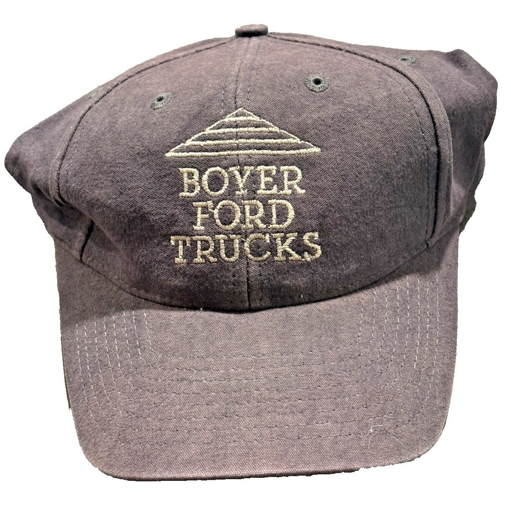 Vintage Boyer Ford Trucks Black Strapback Dad Hat Cap Adjustable